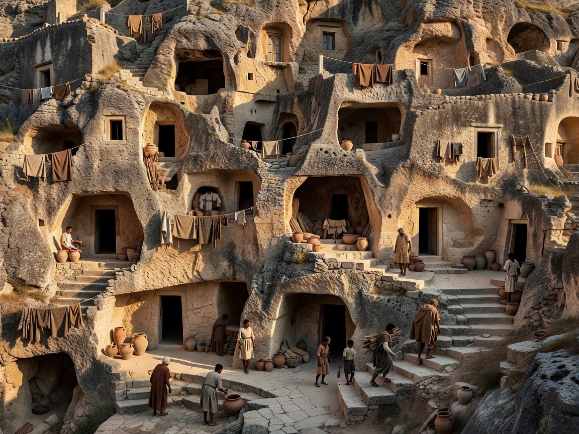 Cave dwellings carved into the hillside of Matera's Sassi district