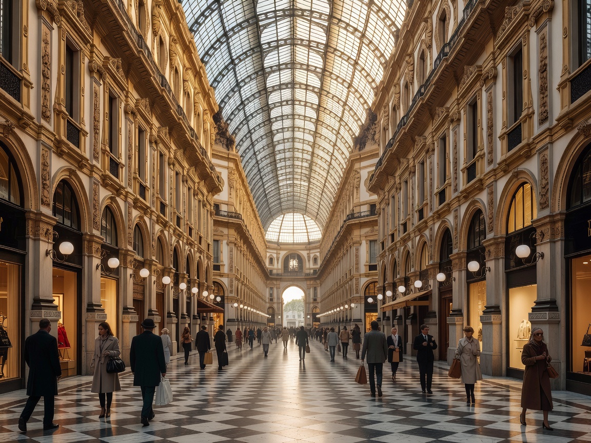Glass-domed shopping arcade in central Milan